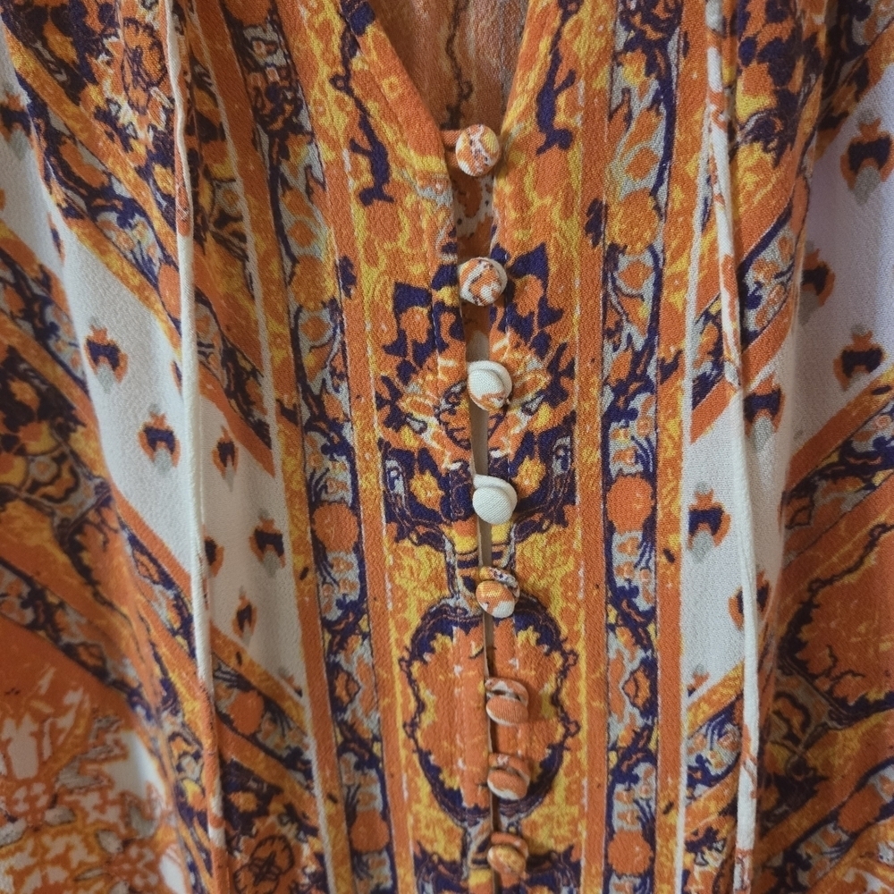 ✨️FREE PEOPLE✨️Flowy Magic Mystery Tunic Mini Dress Size Medium in Orange - Picture 10 of 13